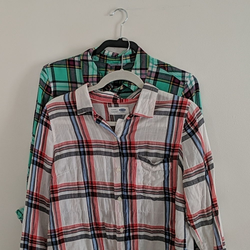 Set of 2 Plaid Button Down Shirts Sz. Med